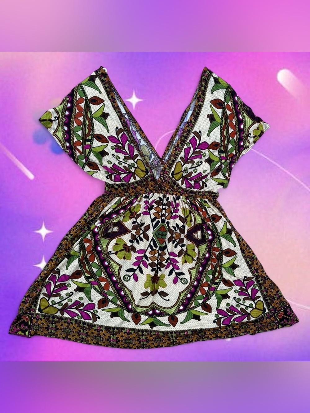 vintage y2k floral babydoll top - charlotte russe, sz sm